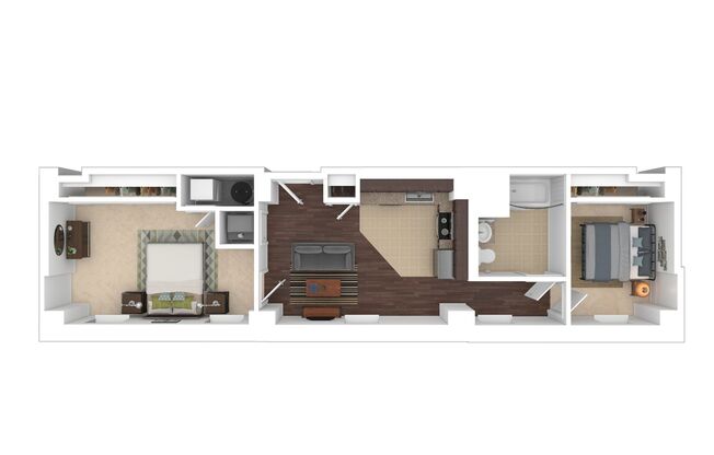 2 beds, 2 baths, 667 sqft, $3,195, Unit T-0508