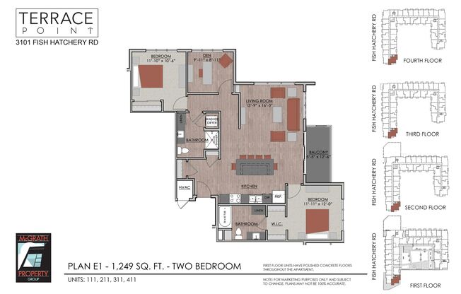 2 beds, 2 baths, 1,249 sqft, $2,475, Unit 211