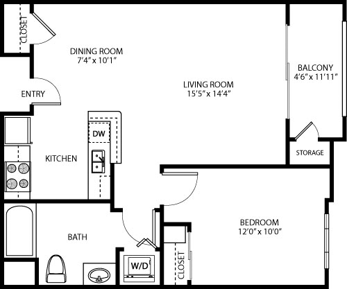 1 bed, 1 bath, 807 sqft, $3,396, Unit 313