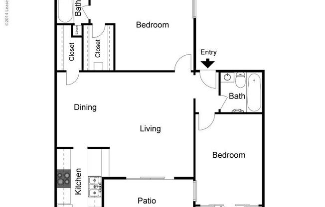 2 beds, 2 baths, 903 sqft, $1,360