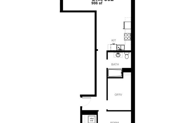 1 bed, 1 bath, 986 sqft, $1,035, Unit 302