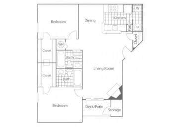 2 beds, 2 baths, 960 sqft, $998