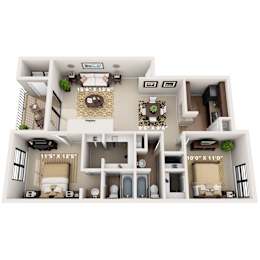 2 beds, 2 baths, 948 sqft, $1,260