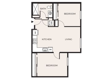 2 beds, 1 bath, 744 sqft, $1,978