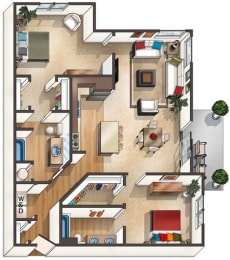 2 beds, 2 baths, 1,142 sqft, $2,581