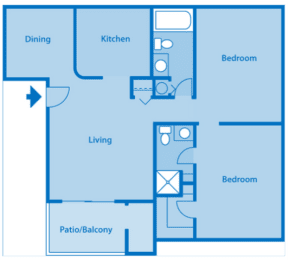 2 beds, 2 baths, 819 sqft, $976