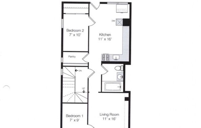 2 beds, 1 bath, 680 sqft, $2,500, Unit 1825-2