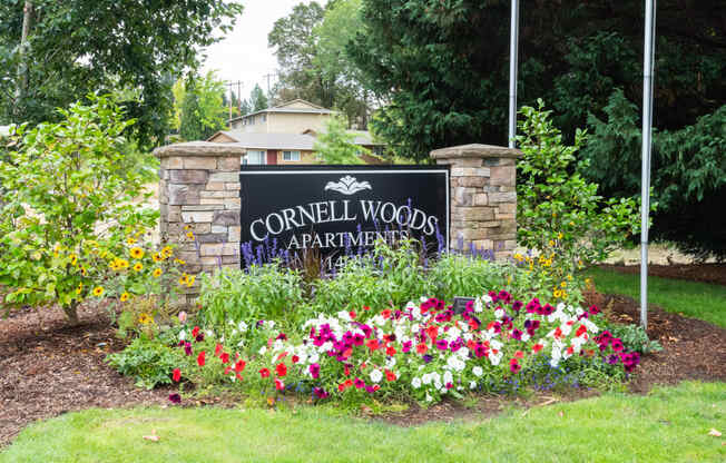 Cornell Woods monument sign, Portland, OR, 97229