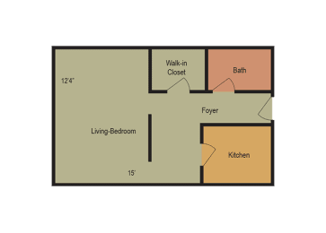 Studio, 1 bath, 510 sqft, $1,330