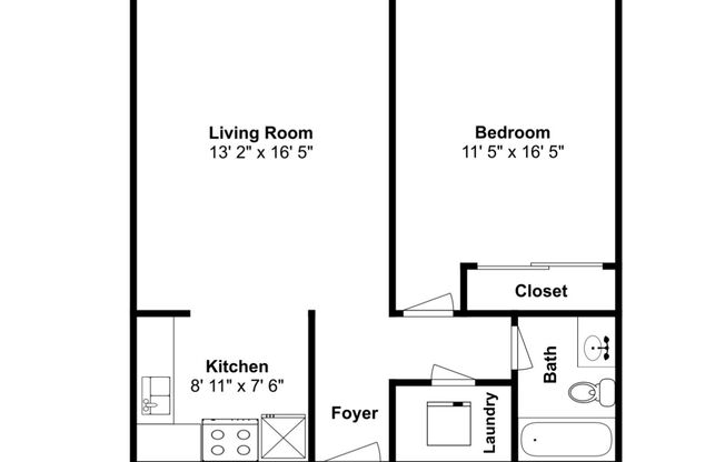 1 bed, 1 bath, 640 sqft, $1,095, Unit A2