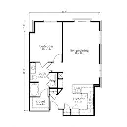 1 bed, 1 bath, 865 sqft, $1,600