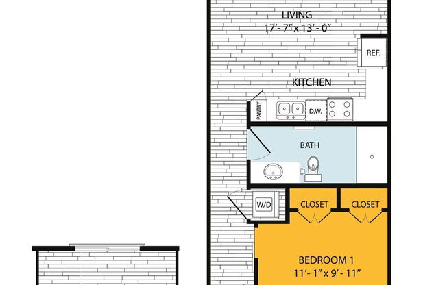 1 bed, 1 bath, 613 sqft, $1,690