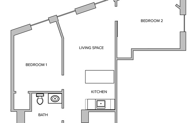 2 beds, 1 bath, 507 sqft, $1,380, Unit 17-308
