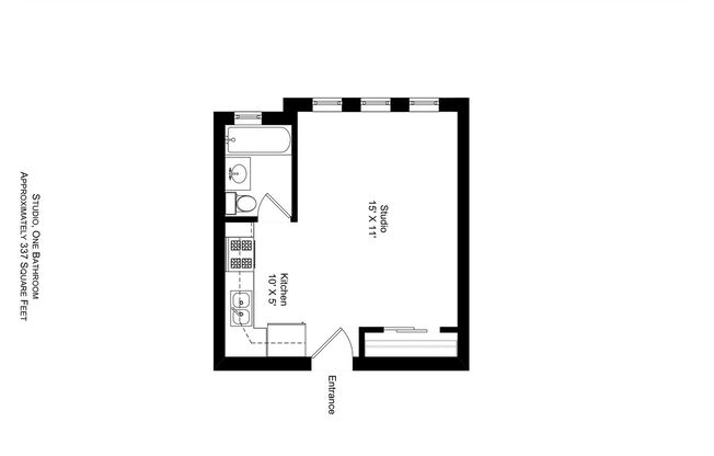 Studio, 1 bath, 337 sqft, $1,395, Unit 103