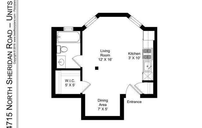 Studio, 1 bath, 387 sqft, $1,295, Unit 11S