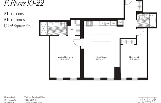 2 beds, 2 baths, 1,092 sqft, $6,500, Unit 15F