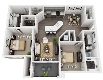 2 beds, 2 baths, 1,328 sqft, $1,765