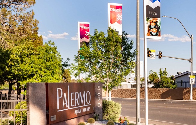 a sign for palermo at the corner of a street