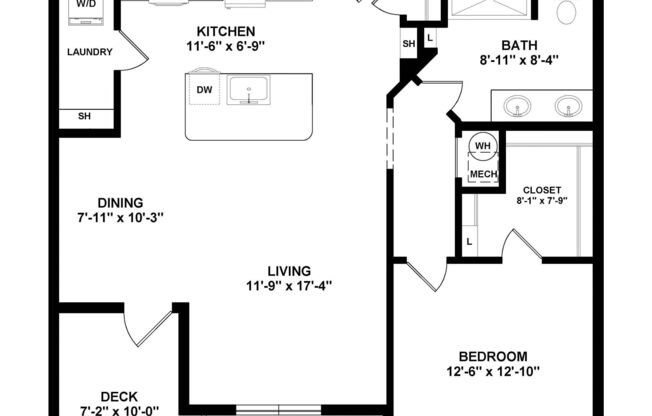 1 bed, 1 bath, 812 sqft, $1,639