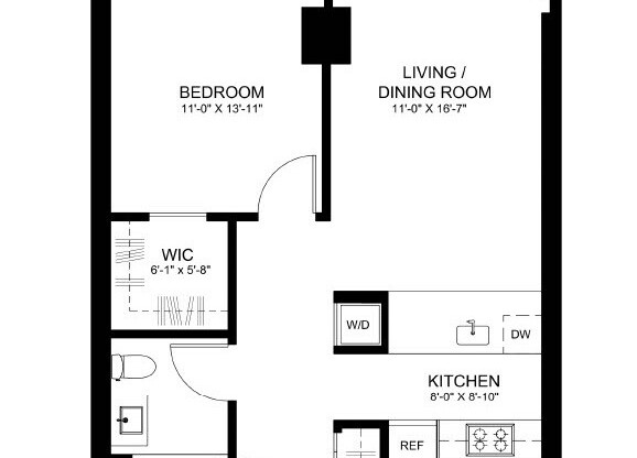 1 bed, 1 bath, $3,850, Unit 612