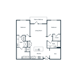 2 beds, 2 baths, 1,228 sqft, $2,080