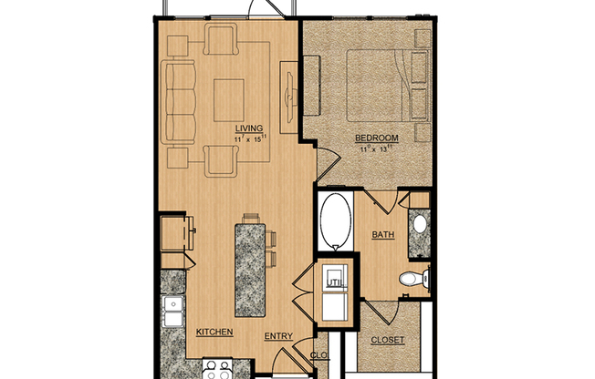 1 bed, 1 bath, 731 sqft, $1,570