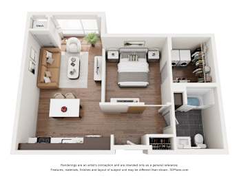 1 bed, 1 bath, 691 sqft, $1,522