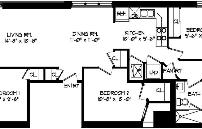 3 beds, 1 bath, 1,200 sqft, $2,195, Unit 1357-4