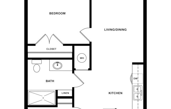 1 bed, 1 bath, 600 sqft, $743