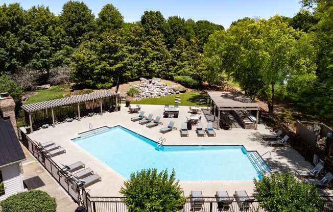 arial view of a pool at the resort at governors island