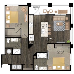 2 beds, 2 baths, 1,123 sqft, $2,448