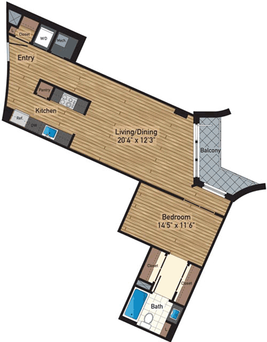 1 bed, 1 bath, 823 sqft, $2,546, Unit 1010