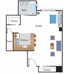 Studio, 1 bath, 303 sqft, $1,899
