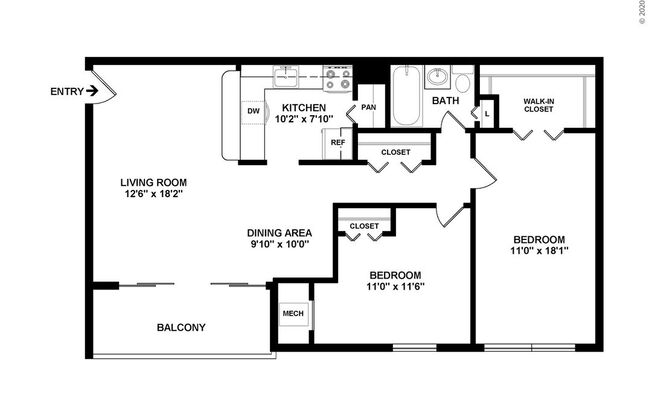 2 beds, 1 bath, 935 sqft, $1,675