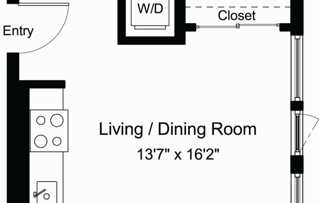 Studio, 1 bath, 463 sqft, $1,694, Unit 402