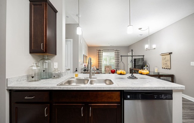 a kitchen with a sink and a dishwasher