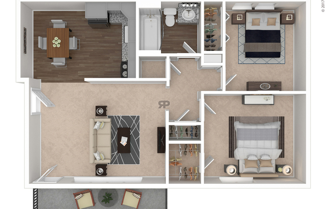 2 beds, 1 bath, 875 sqft, $1,030