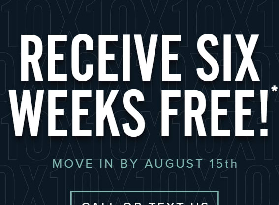 A promotional image offering six weeks free if you move in by August 15th.