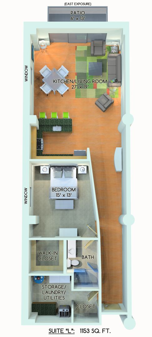 1 bed, 1 bath, 987 sqft, $2,150, Unit 408