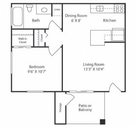 a floor plan of a house with a bedroom and a living room