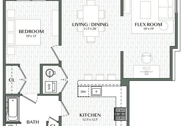 1 bed, 1 bath, 972 sqft, $2,900