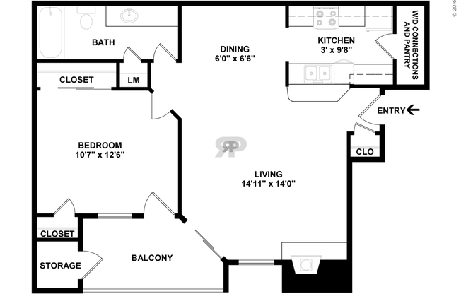 1 bed, 1 bath, 683 sqft, $1,255