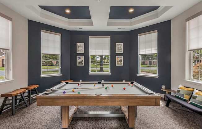 Recreational room with billiards table - Lantern Woods Apartments