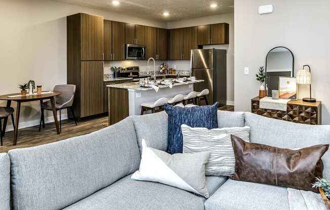 Studio, 1, 2 and villa-style homes featuring stainless steel appliances, granite coutertops, plank flooring, and many other amazing amenities at The 8801 in Lincoln, NE.