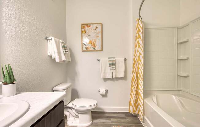 A bathroom with a toilet, sink, and a shower curtain.