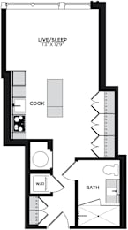 Studio, 1 bath, 462 sqft, $2,419