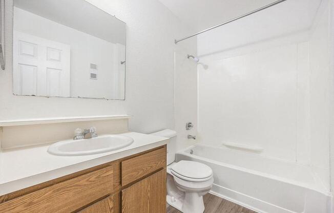 a bathroom with a sink toilet and a bath tub at Hampton Lakes Apartments, Michigan, 49534