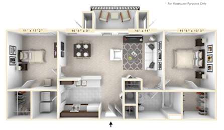 2 beds, 1 bath, 1,006 sqft, $1,615