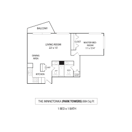 1 bed, 1 bath, 884 sqft, $1,465