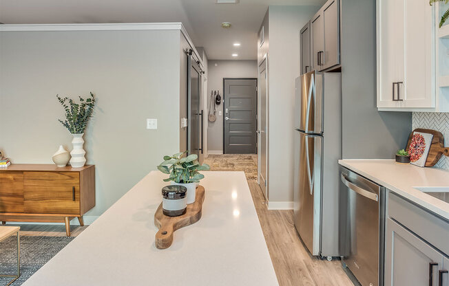 The Asher apartments kitchen and entry way